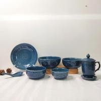 ราคา จานกระเบื้อง ถ้วยลายไทย ถ้วยกระเบื้อง 4-9นิ้ว ถ้วยเซรามิคมีฝาปิด แก้วเซรามิค เคลือบศิลาดลสีน้ำเงิน (26502237528)