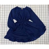 ราคา เดรสสั้น สีน้ำเงิน มือสอง เดรสออกงาน แขนยาว (12628658531)