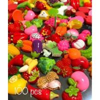 ราคา เรซิ่น DIY ผักผลไม้ คละแบบ ถุงละ 100 ชิ้น ขนาดประมาณ เหรียญ 50 สตางค์ น่ารักทุกแบบ ติดได้ทุกอย่าง (22529709950)
