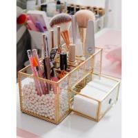 ราคา กล่องกระจกเก็บแปรง+เมคอัพ แถมฟรี!! ไข่มุก 1 ถุง (5575061380)