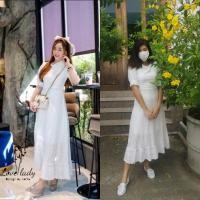 ราคา งานมือ2​ ป้าย​love​ Lady​ sizeM​ เดรสยาวสีขาวงานฉลุ (8866598373)