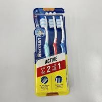 ราคา (ซื้อ 2 ฟรี 1) Berman Toothbrush Active แปรงสีฟัน เบอร์แมน แอคทีฟ หัวแปรงขนาดมาตรฐาน (8340621422)