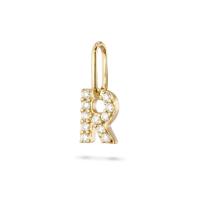 ราคา จี้ทองแท้ 9K/14K ตัวอักษร R ฝังเพชร - R Letter Pendant with Diamonds (48405344633)