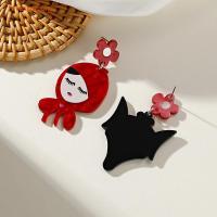 ราคา ต่างหูสตั๊ดแบบสร้างสรรค์ ธีมหนูน้อยหมวกแดงและหมาป่า ผลิตจากอะคริลิก ออกแบบไม่สมมาตร (49302560718)