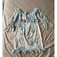 ราคา เดรสผ้าชีฟอง สีฟ้าลายดอก (18070907827)