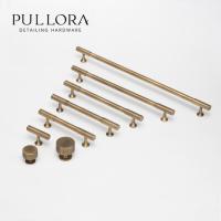 ราคา Pullora สไตล์เชิงเส้น Minimalist มือจับประตูตู้ทองเหลืองโบราณอายุทองเหลืองดึงประตูจับรอบลิ้นชักลูกบิด (26791085024)