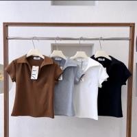 ราคา ZUU เสื้อโปโลเข้ารูป เสื้อตีกอล์ฟ สีขาว เทา ดำ น้ำตาลมอคค่า Polo Shirts (24245837037)