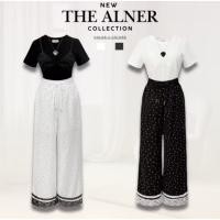 ราคา AN796-XL เซตเสื้อยืดแขนสั้นสีดำ กางเกงขาวขายาวลายจุดเล็ก ป้าย The Alner sz.XL (49253575375)