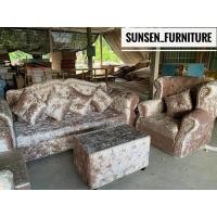ราคา โซฟา/ชุดรับแขต ขนาด 5 ที่นั่ง ทรง ปีกใหญ่ หนังกำมะหยี่ (เลือกสีทัก) (5948492199)