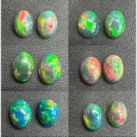 ราคา โอปอลดำคู่ 8x6มม. อัญมณีธรรมชาติ 100% Black opal pair 8x6mm 100% natural gemstone (54000918675)
