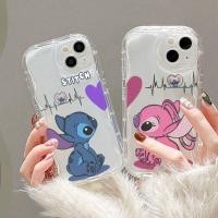 ราคา Stitch Angel คู่ Love Wave สําหรับ Samsung Galaxy S23 S21 S20 S24 FE J7 Prime M34 M13 M32 M12 A02S A03S A21S 3D คลื่นปลอกนุ่มปกหลัง (44804917697)