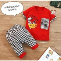 ราคา ชุดเด็ก / ชุดเด็กทารก Anjuran Age 0 - 12 เดือน Jogger Top and Pants with Dad Loves Me Motif Square Pockets (40155762675)
