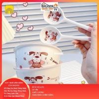 ราคา ชามเซรามิก Happy Dog ชุดคุนน่ารัก 2 ชาม 2 ช้อน บรรจุในกล่องโฟมคุณภาพสูง (26255915610)
