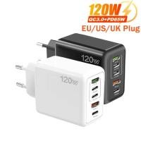ราคา USB Charger รวม 120W 5 พอร์ตประเภท C Fast ชาร์จโทรศัพท์มือถืออะแดปเตอร์ผนัง EU/US/UK ปลั๊กสําหรับ iPhone Samsung Xiaomi Huawei TYGQ (43828527998)