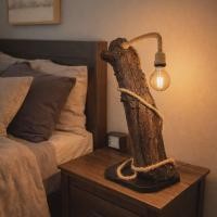 ราคา โคมไฟไม้แท้ โคมไฟตั้งโต๊ะ rustic Lamp แฮนด์เมด สไตล์ลอฟท์ วินเทจ แต่งบ้าน (49305877979)