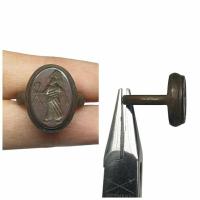 ราคา แหวนหินโมรา อาเกต แท้ธรรมชาติ แหวนโบราณ แกะสลักโรมัน ขนาด 54 Natural Agate Antique Roman Intaglio Engraved Ring Size 7US (25155378399)