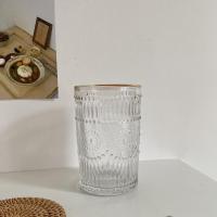 ราคา ถ้วยแก้ววินเทจ300มิลลิลิตร350มิลลิลิตรดอกทานตะวันนูนขอบทองดื่มถ้วยแก้วกาแฟถ้วยนมถ้วย (56804596791)