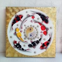 ราคา ภาพปลาคาร์ฟ ปลาคาร์ฟ 8 ตัว ภาพวาดสีน้ำ บนผืนผ้าใบ ขนาด 60 x 60 ซม. สำหรับเสริมฮวงจุ้ย บ้าน อาคาร สถานที่ (20246823462)