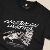 ราคา เสื้อยืดสกรีนลายแมว American Shorthair อเมริกันช็อตแฮร์ (Lay) [Classic Cotton 100% by Oversized Club] (21426534705)