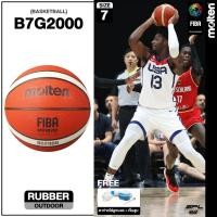 ราคา MOLTEN ลูกบาสเก็ตบอลยาง Basketball RB th B7G2000 FIBA (แถมฟรี ตาข่ายใส่ลูกบาส +เข็มสูบลม) (570) (4134700556)