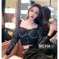 ราคา มือ2 ใส่ครั้งเดียว งานป้ายnicha เสื้อครอปลูกไม้ (42253200394)