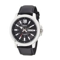 ราคา Casio นาฬิกาชาย แนวสปอร์ตหน้าปัดโทนดำ ขีด สายหนังดำ MTP-X100L-1AVDF (380633263)