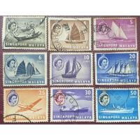 ราคา แสตมป์ต่างประเทศสิงคโปร์ มาลายา ปี 1955 จำนวน 9 ดวง เก่าเก็บน่าสะสมใช้งานแล้ว (13227759699)