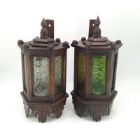 ราคา โคมไฟไม้สักเก่า ติดผนัง แบบหกเหลี่ยม (19203443376)