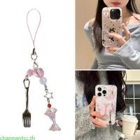 ราคา Charmantcc แฟชั่นลูกปัดไอศกรีมส้อมโทรศัพท์ Charm สําหรับผู้หญิงสาวลูกปัดพวงกุญแจกระเป๋าเป้สะพายหลังกระเป๋าสตางค์ตกแต่ง (49702921892)