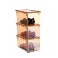 ราคา กล่องรองเท้า ฝาเปิดหน้า Slide (Shoes Box) สีน้ำตาลใส (2199021690)