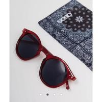 ราคา แว่นกันแดด Asos กรอบพลาสติก ทรงกลม สี burgundy (20789390444)
