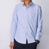 ราคา เสื้อเชิ้ตแขนยาวสีฟ้ายีนต์ คอปก เนื้อผ้า oxford ( Size M, L, XL) (6919362773)
