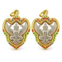 ราคา พญาครุฑ จี้พญาครุฑ ลงยา ด้านหลังรัชกาลที่ 5 งานจิวเวลรี่ จี้ห้อยคอ จี้มงคล งานทองเหลือง สูง 3x5 ซ.ม เสริมงาน (7064734055)