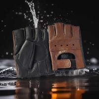 ราคา ผู้ชายหนังแท้ครึ่งนิ้วถุงมือปัจจุบัน2สีสามารถทําสีอื่นๆทนต่อการสึกหรอระบายอากาศ ซีซีซี (48605184562)