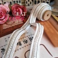ราคา 90cm เทปติดมุก ลูกไม้ ติดมุก มุกเส้น ผ้าลูกไม้ ตกแต่ง หรือทำ โชคเกอร์ ขนาดกว้าง 2 เซนติเมตร Pearl beaded lace trim (5891855083)