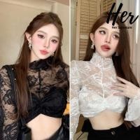 ราคา พร้อมส่ง/2สี ครอปสายฝอ ครอปแขนยาว เสื้อเว้าอก ครอปซีทรู ครอปลายดอก ปาดไหล่แขนยาว ครอปy2k เสื้อลูกไม้ เสื้อสายฝอ 30014 (18076257525)
