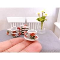 ราคา [ของจิ๋ว] ชุดแก้วน้ำชาขนาดจิ๋ว ลายดอกไม้สีแดงอมส้ม (10322571551)