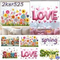 ราคา 2KSR525 สติ๊กเกอร์ติดหน้าต่าง, หลากสีถักดอกไม้เมืองสติ๊กเกอร์ติดผนัง,สร้างสรรค์พีวีซีกํามะหยี่รักกระจกกันน้ําสติกเกอร์ตกแต่งตกแต่งบ้าน (49554426924)