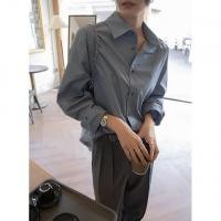 ราคา CCC เสื้อเชิ้ตแขนยาวผู้หญิง สีฟ้าหลวม เสื้อเชิ้ตหลวมแขนยาวผู้หญิง (24884184753)