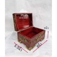 ราคา กำปั่นลงทอง กล่องไม้ กล่องใส่ของ เดินเส้น ล้านนา หีบโค้ง หีบสมบัติโบราณ (7649248258)