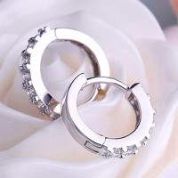 ราคา ต่างหูเงินแท้ต่างหูห่วงฝังเพชร (446609925)