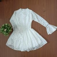 ราคา เดรสสั้นลูกไม้ สีขาว มือสอง สภาพดีมาก/เดรสลูกไม้มือสอง (7342280220)