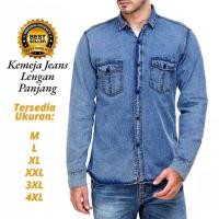 ราคา KEMEJA เสื้อเชิ้ตยีนส์แขนยาวจัมโบ้สําหรับผู้ชาย Premium Original Distro Snow Wash (52003667553)