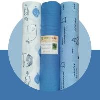 ราคา Ummababyshop ผ้าห่อตัวเด็กธรรมดา 3 ชิ้นพร้อมลายน่ารัก SNI 110x90 ผ้าห่มเด็กนุ่มและเรียบผ้ากว้างเสื่อเด็กทารกแรกเกิดอุปกรณ์ปลาสีฟ้า (26024902542)