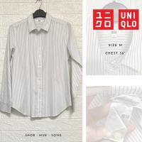 ราคา Uniqlo เสื้อเชิ้ต สีขาว ลายทาง สีดำ มือสอง (3129730228)