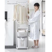 ราคา ตะกร้าอเนกประสงค์ แบบมีราวแขวนเสื้อ ตะกร้าผ้า ตะกร้ามีล้อ ราวแขวนเสื้อ ราวตากผ้า วัสดุแข็งแรงทนทาน พร้อมตะกร้า (15315431286)