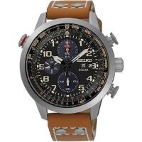 ราคา SEIKO Prospex Solar Chronograph นาฬิกาข้อมือผู้ชาย สายหนังน้ำตาล รุ่น SSC421P1 (295577107)