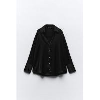 ราคา Zara Basic Satin Shirt เสื้อเชิ้ตแขนยาว ผ้าซาติน สีดำ ไซด์ m อกหน้าผ้า 38“ (24279793965)