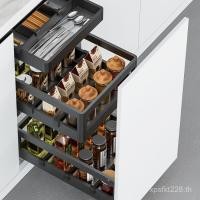 ราคา อลูมิเนียมอัลลอยด์สีฟ้าตู้ครัวชั้นเก็บห้องครัวตะกร้าดึง Ni การปรับเปลี่ยน] ประเภทลิ้นชัก Platinum Italian Double Layer [Seasoning OZPL (53552897948)