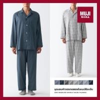 ราคา [แท้จากช็อป] MUJI ชุดนอนผู้ชายไร้ตะเข็บข้าง ผ้ากอซทอสองชั้น SIDE SEAMLESS DOUBLE GAUZE PAJAMAS **ส่ (26668566988)